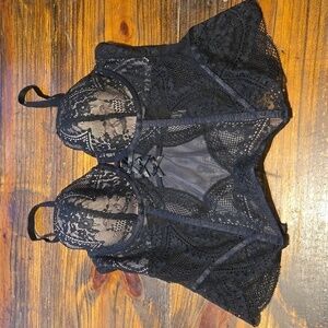 Rebecca Mir Hunkmuller Sexy Black Corset Bustier Bra Size 36C
